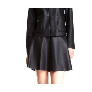 Vince Camuto Black Vegan Leather Perforated Skater Skirt Size 0